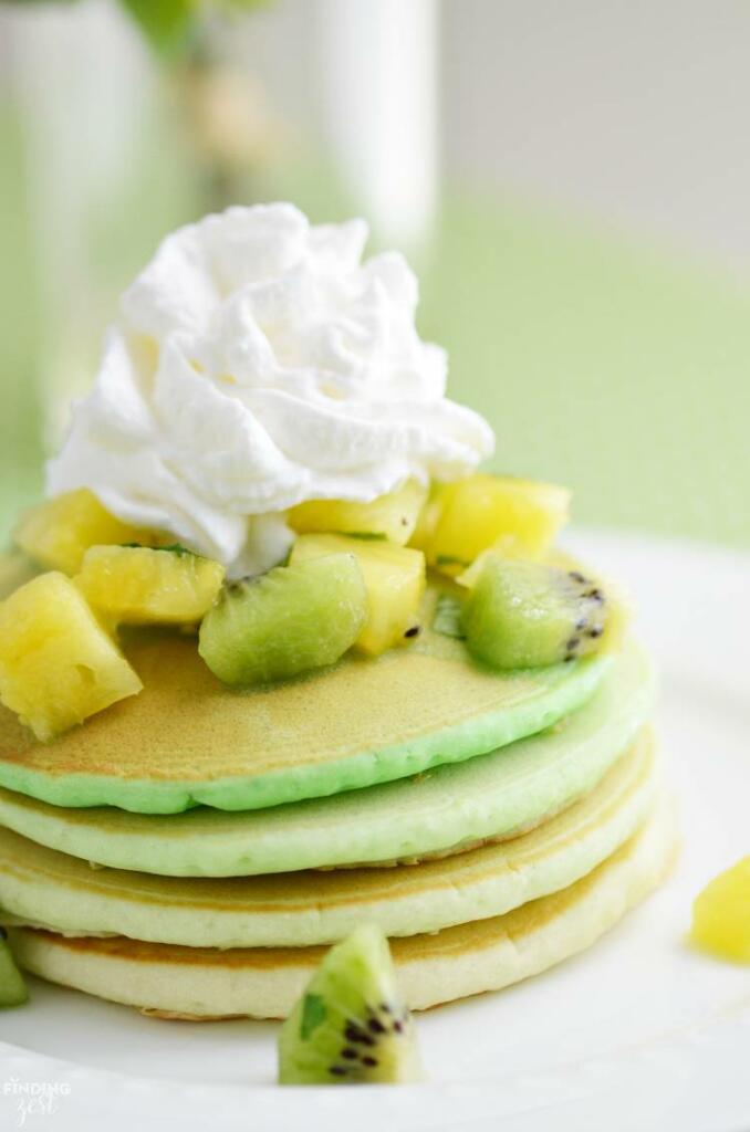 Green Ombre St. Patrick’s Day Pancakes with Fruit Salsa from Finding Zest