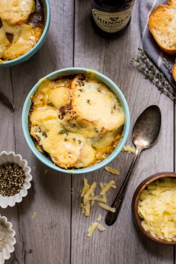 Guinness Irish Onion Soup by Girl in the Little Red Kitchen