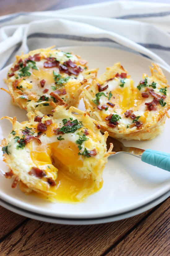 Hash Brown Egg Nests with Avocado Recipe by The Cooking Jar