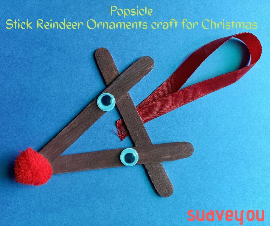 Popsicle Stick Reindeer Ornaments craft for Christmas