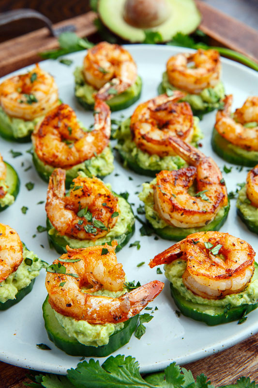 Blackened Shrimp Avocado Cucumber Bites