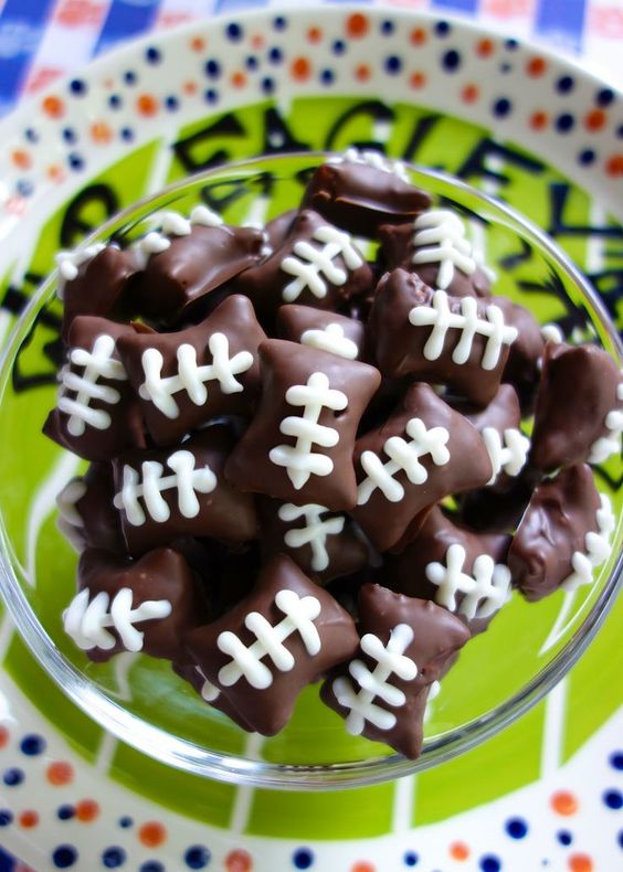 Chocolate Dipped Football Pretzel Bites By Plain Chicken