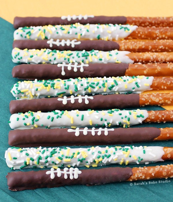 Chocolate Football Pretzel Rods By Sarah’s Bake Studio