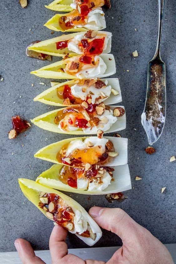 Smokey Almond Cream Cheese Endive Bites By The Food Charlatan